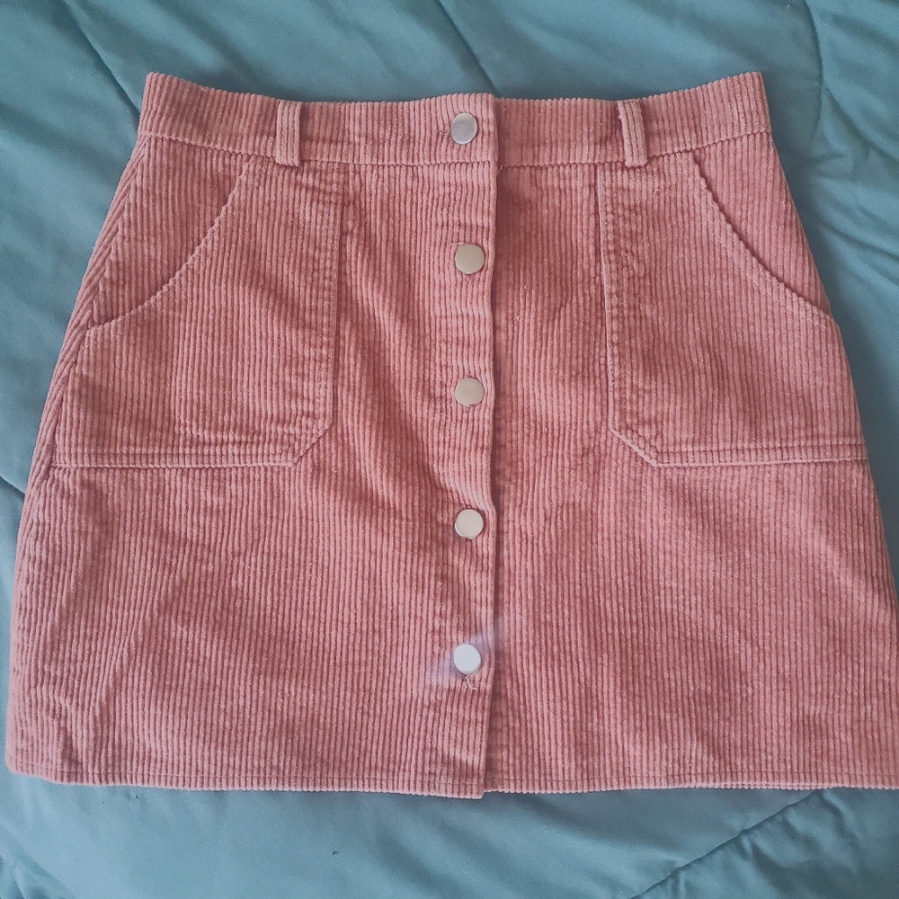 Pink Corduroy Skirt